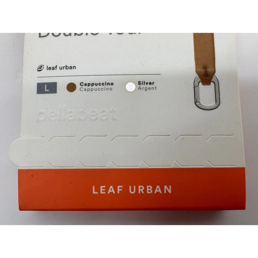 Bellabeat Leaf Urban Double Wrap Leather Bracelet Cappuccino Silver Large NEW